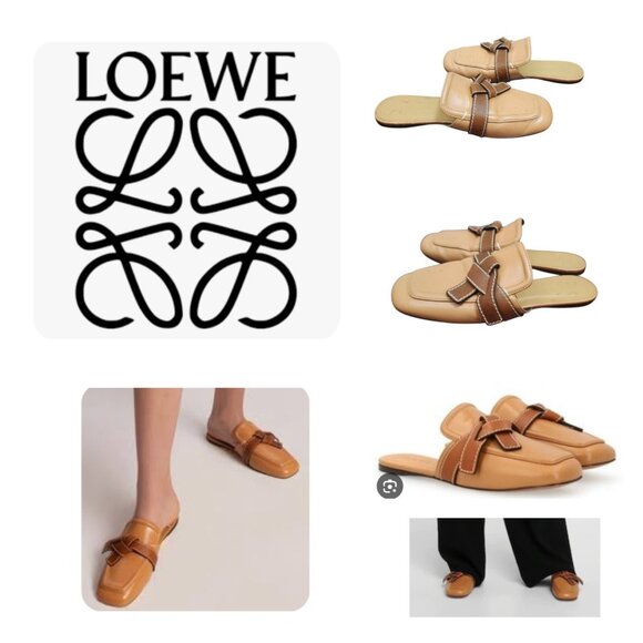 Loewe GATE FLAT MULES, Low Heel Leather Warm Desert Women's Ital EU 38/7.5 US - Picture 13 of 13